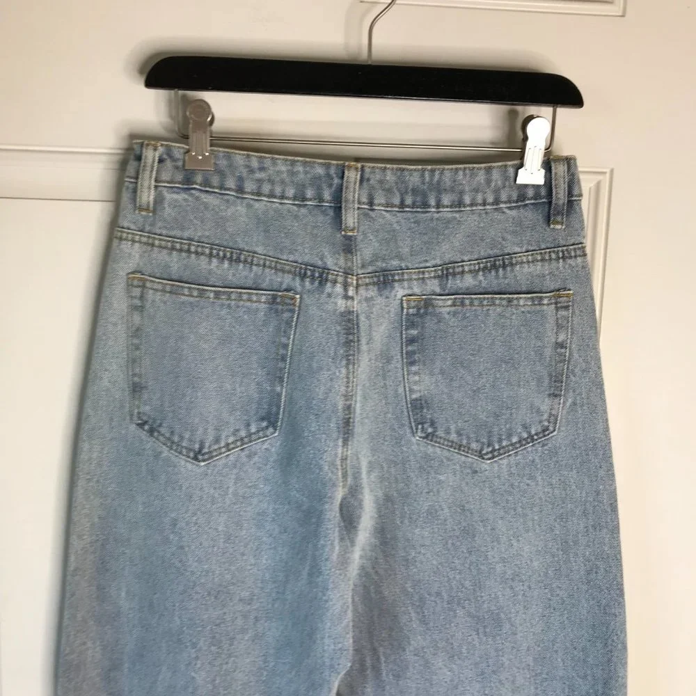 Beige Botany Women's Straight Leg Split Hem Jeans Light Blue ~ Size L (Tall) - Picture 5 of 6